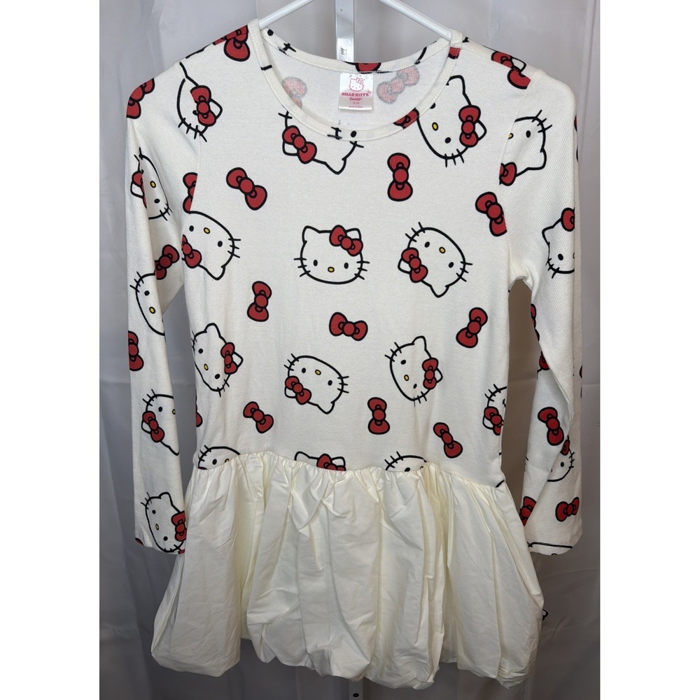 Hello Kitty Ribbed Drop Waist Dress - Cream XL Brand NWT